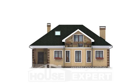 150-013-Л Проект двухэтажного дома с мансардой, классический загородный дом из кирпича Елец, House Expert