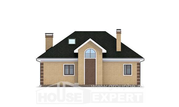 150-013-Л Проект двухэтажного дома мансардой, бюджетный домик из кирпича Елец, House Expert