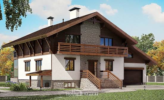420-001-П Проект трехэтажного дома с мансардным этажом и гаражом, просторный загородный дом из кирпича Липецк | Проекты домов от House Expert