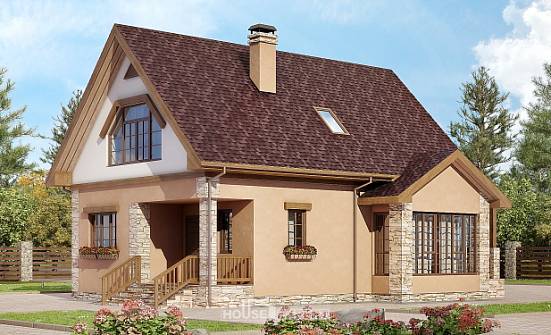 140-002-П Проект двухэтажного дома мансардой, доступный домик из теплоблока Липецк | Проекты домов от House Expert