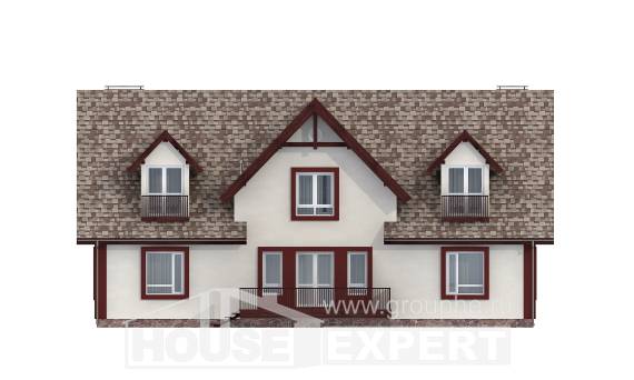 300-008-Л Проект двухэтажного дома с мансардным этажом и гаражом, большой загородный дом из газосиликатных блоков Елец, House Expert