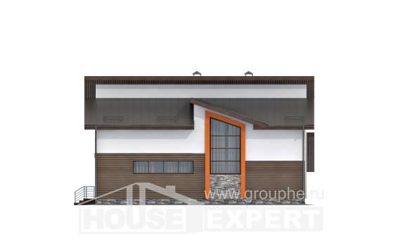 200-010-П Проект двухэтажного дома с мансардным этажом, гараж, уютный загородный дом из теплоблока Елец, House Expert