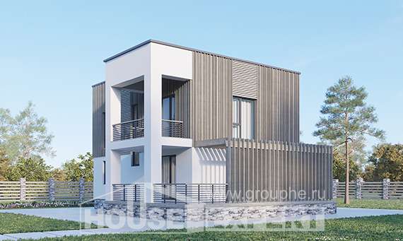 150-017-П Проект двухэтажного дома, компактный загородный дом из арболита Липецк, House Expert