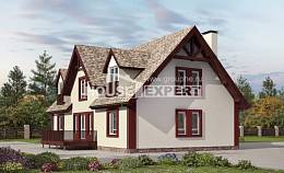 300-008-Л Проект двухэтажного дома мансардный этаж и гаражом, просторный домик из теплоблока Липецк, House Expert