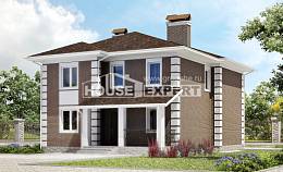 185-002-П Проект двухэтажного дома, бюджетный загородный дом из теплоблока Липецк, House Expert