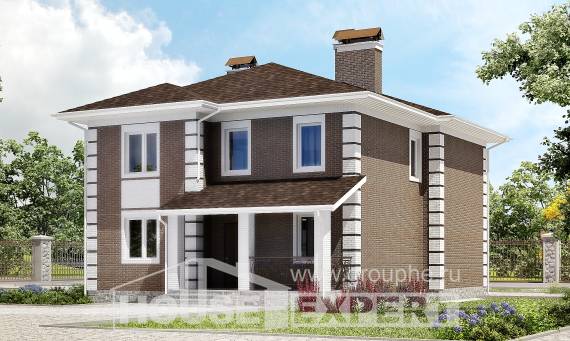 185-002-П Проект двухэтажного дома, бюджетный загородный дом из теплоблока Липецк, House Expert
