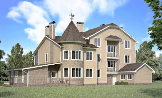 555-001-Л Проект трехэтажного дома с мансардой, гараж, современный загородный дом из газобетона Елец | Проекты домов от House Expert