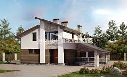 200-010-П Проект двухэтажного дома мансардой и гаражом, классический дом из газобетона Липецк, House Expert