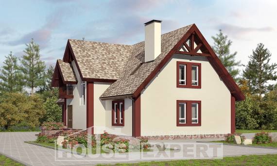 300-008-Л Проект двухэтажного дома мансардный этаж и гаражом, красивый домик из твинблока Липецк, House Expert