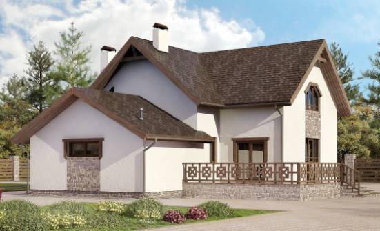 180-013-П Проект двухэтажного дома мансардой, гараж, классический домик из блока Липецк | Проекты домов от House Expert
