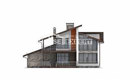 200-010-П Проект двухэтажного дома с мансардным этажом и гаражом, простой домик из теплоблока Елец, House Expert