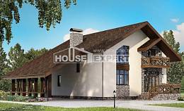 155-007-П Проект двухэтажного дома мансардный этаж, гараж, бюджетный дом из газосиликатных блоков Елец, House Expert