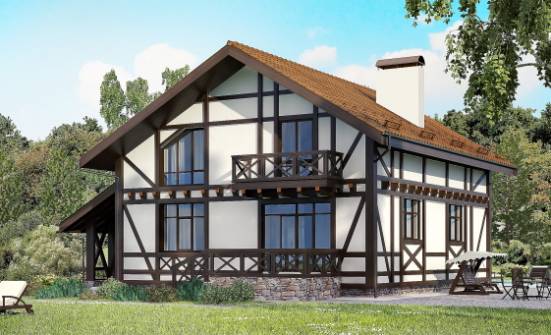 155-002-П Проект двухэтажного дома с мансардой, гараж, скромный загородный дом из теплоблока Елец | Проекты домов от House Expert