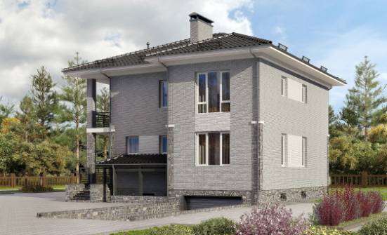 275-004-П Проект трехэтажного дома и гаражом, большой коттедж из кирпича Липецк | Проекты домов от House Expert