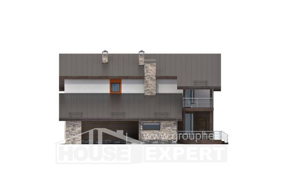 200-010-П Проект двухэтажного дома с мансардным этажом, гараж, средний дом из газобетона Елец, House Expert