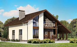 155-007-П Проект двухэтажного дома с мансардой и гаражом, бюджетный домик из керамзитобетонных блоков Елец, House Expert