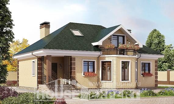 150-013-Л Проект двухэтажного дома мансардой, уютный коттедж из кирпича Липецк, House Expert