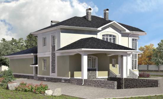 620-001-Л Проект трехэтажного дома и гаражом, красивый домик из газобетона Липецк | Проекты домов от House Expert