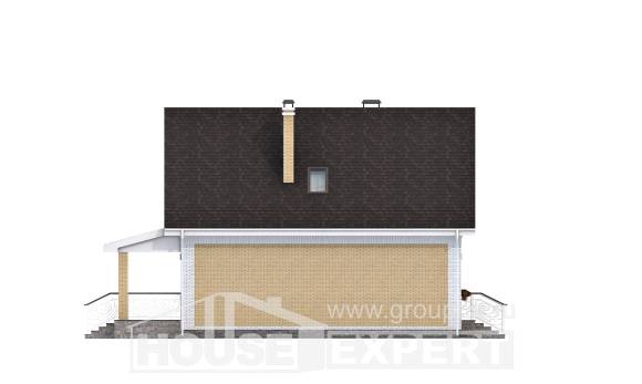 130-004-П Проект двухэтажного дома мансардный этаж, простой коттедж из пеноблока Липецк, House Expert