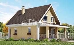130-004-П Проект двухэтажного дома с мансардой, бюджетный коттедж из теплоблока Липецк, House Expert