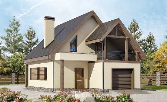 120-005-Л Проект двухэтажного дома мансардой, гараж, бюджетный коттедж из теплоблока Липецк | Проекты домов от House Expert